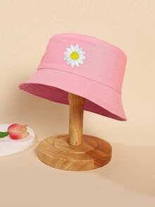 1pc Kids Fashionable Sun Bucket Hat, Versatile Sunhat For Spring & Autumn (With Embroidered Sunflower), Korean Style Children Bucket Hat, Suitable For Indoor & Outdoor Use - 1PC - View 9