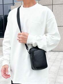 Classic Diamond-Pattern Single-Shoulder Phone Bag, Small But Spacious, Unlocking A New Posture Of Fashionable Travel! Men's Small Bag, Women's Small Bag, Phone Bag, Business Daily Commuting Bag, University Campus Bag - Black - View 9