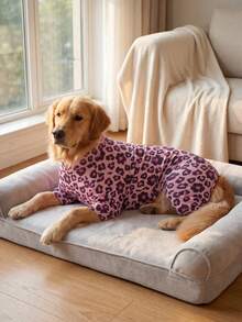 狗狗夏季防掉毛睡衣 - 透气高弹全包覆宠物连体衣，夏季防舔舐防虫连体衣，适合中大型犬，全身印花狗狗服装 - 可爱梅花图案 - 彩色 - 查看 4