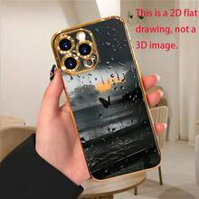 Funda para Teléfono: Cielo Misterioso con Mariposa, Funda Rígida Chapada en Oro Divertida y Elegante, Funda para iPhone 17/16/15/14/13/12/11 Pro Max/Plus/Air/Pro/Mini y XR/7/8, Anti-Huellas, Diseño Único, Opción de Regalo para Niñas/Niños/Mujeres/Hombres - Dorado - Ver 5