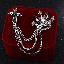 British Style Crown Cross Tassel Brooch, Vintage Lapel Pin For Women And Men - Cross - View 6