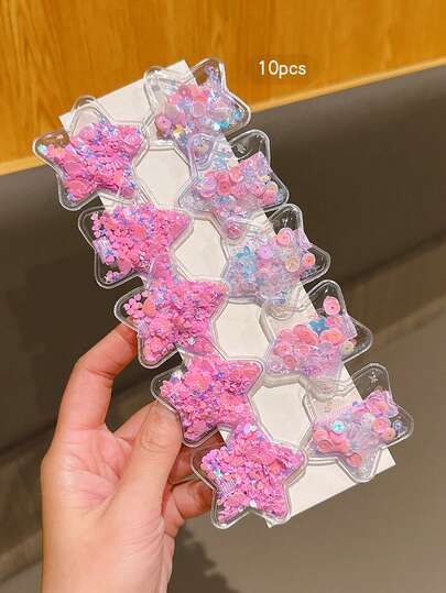 10pcs Colorful Star Hair Clips, Sweet Style Hair Accessories Suitable For Daily Use