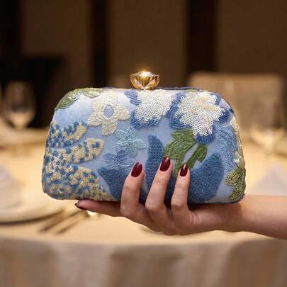 Túi xách đeo chéo thanh lịch, bóng bẩy, họa tiết lá và hoa nhiều màu sắc, túi dự tiệc dây xích cổ điển, túi xách mini hình hộp vuông, phù hợp cho các cô gái dự tiệc, cô dâu, sinh viên đại học, người trẻ chuyên nghiệp, đa năng cho các bữa tiệc, dạ hội, đám cưới, phối hợp hoàn hảo với các phụ kiện dự tiệc, họa tiết được gửi ngẫu nhiên.