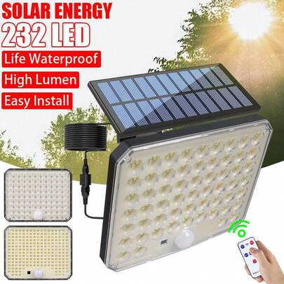 1pc 95/226/232 LED Solar Wall Lamp High Lumen Remote Control Outdoor Light