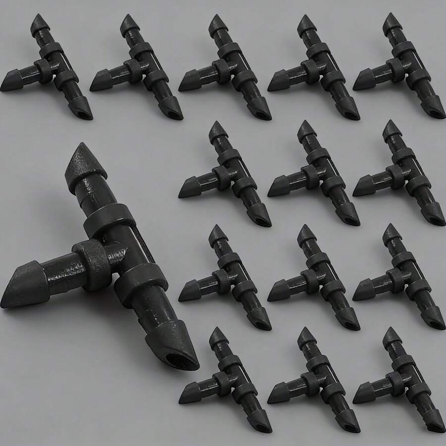 Multi-Functional Drip Irrigation System Components With Micro Emitter Drip Head Connector And Spike: Suitable For Garden And Low-Pressure Sprinkler Systems - Barbed T-junction - View 1