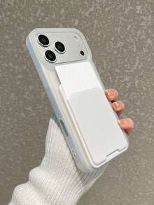 2-In-1 Minimalist White Card Holder Phone Case, Soft-Touch Semi-Transparent Matte Anti-Scratch Anti-Fingerprint Phone Case, Suitable For Daily Commute/Gift Giving, Compatible With IPhone & Galaxy - White - View 3
