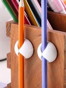 1/5/10pcs Solid Color Cable Organizer, Self-Adhesive Cable Clips, Stylish Plastic Cable Organizer - Suitable For Home, Office, Bedside, Car Charging Accessories, Easy To Install Wall-Mounted Storage Devices, Desktop Cable Management System, Cable Fixers, Storage Supplies, Adhesive Hooks, Multi-Function Hooks, Suitable For Office Use - Round - View 3