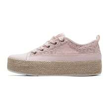 Skechers Giày nữ thoải mái, nhẹ nhàng, kiểu dáng thường ngày mùa xuân 2026, giày nữ BOBS SESAME Series bằng vải canvas thoáng khí có dây buộc, mã sản phẩm 114008-BLSH - Màu hồng nude - Xem 1