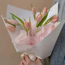 6/30pcs Pink Floral Bouquet Wrapping Paper, Handpainted Korean Style Waterproof Non-Woven Bouquet Wrapping Paper, Suitable For Flower Shop Bouquet Packaging, Valentine's Day Bouquet Wrapping, DIY Gifts, Birthday Gifts, Holiday Gifts Packaging, Size 11.4x11.4 Inches - Multiple Styles - View 6