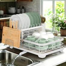 Double-Tier Kitchen Worktop And Sink Cutlery Rack, Large Cutlery Storage Rack, Complete With A Draining Board And Cutlery Rack; The Cutlery Storage Rack And Kitchen Storage Rack Are The Ideal Choice For The Home - View 9