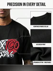 2026 FIFA World Cup Men's Plus - Size T - Shirt With Mexico 2026 Soccer Graphic, 100% Cotton Breathable Comfortable Essential For Cheering On Your Team - 黑色 - 查看 2