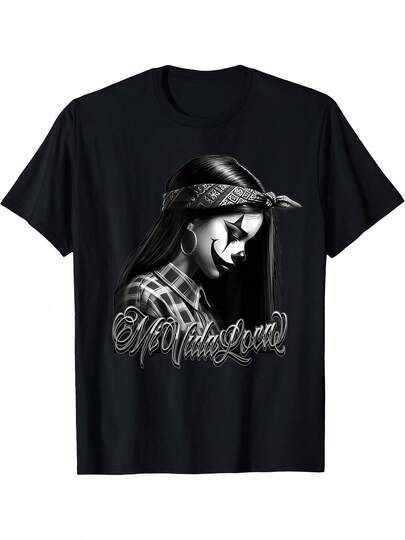 Camiseta con Diseño de Tatuaje de Payaso Triste de "My Crazy Life"