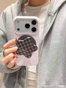小眾 Ins 風棕色菱形星形圖案手機殼，適用於 iPhone 17 Pro Max、16、15，極簡設計防摔保護殼 - 棕色 - 查看 4