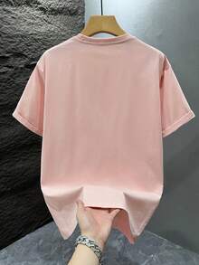 GRDR Men's Fashionable Printed Loose Short Sleeve T-Shirt | Exquisite Design | Summer Essential | Easy To Match | Showcase Your Style - Pink - View 3