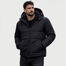 Men's Thermal Waterproof Lined Jacket With Hood, Winter Coat For Cold Weather - màu đen - Xem 8