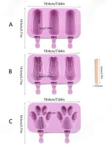1pc Cute Cartoon Silicone Ice Cube/Ice Cream Mold, Homemade Ice Pop/Ice Lolly/Ice Cream Maker With 50pcs Ice Pop Sticks - Multicolor - View 8