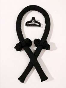 四件套：黑色棉质免加热卷发器、睡眠造型卷发器、鱼尾发夹、螺旋发圈 - 黑色 - 查看 1