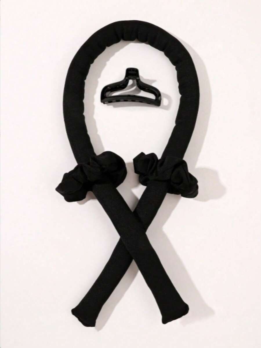 四件套：黑色棉质免加热卷发器、睡眠造型卷发器、鱼尾发夹、螺旋发圈 - 黑色 - 查看 1