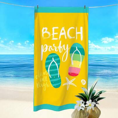 1pc Starfish Print Flip Flops, Super Absorbent Quick Dry Beach Towel, Lightweight Soft Beach Blanket, Ideal Beach Essentials For Swimming, Outdoor, Camping, Travel