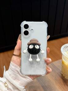 1个趣味可爱3D煤球手机壳，透明防摔设计，适用于 17/17 Air/17 Pro/17 Pro Max/16 Pro Max/16/16 Pro/16 Plus/15/15 Pro Max/15 Pro/11/12/13/14 Pro Max/11 Pro/11 Pro Max/12 Pro/12 Pro Max/13 Pro/13 Pro Max/14 Pro/14 Pro Max，创意优雅 - 彩色 - 查看 1