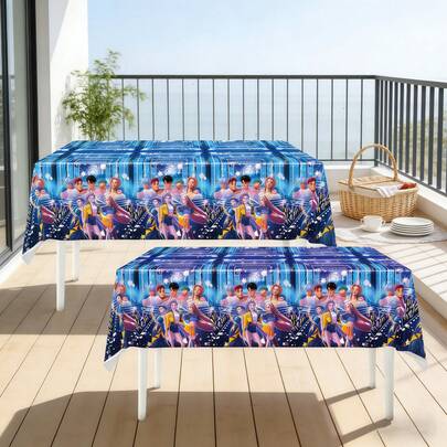 New Korean Cartoon Theme Birthday Party Disposable Tablecloth Set, Cute Cartoon Movie Party Supplies, Suitable For Girls And Children's Celebration Decoration