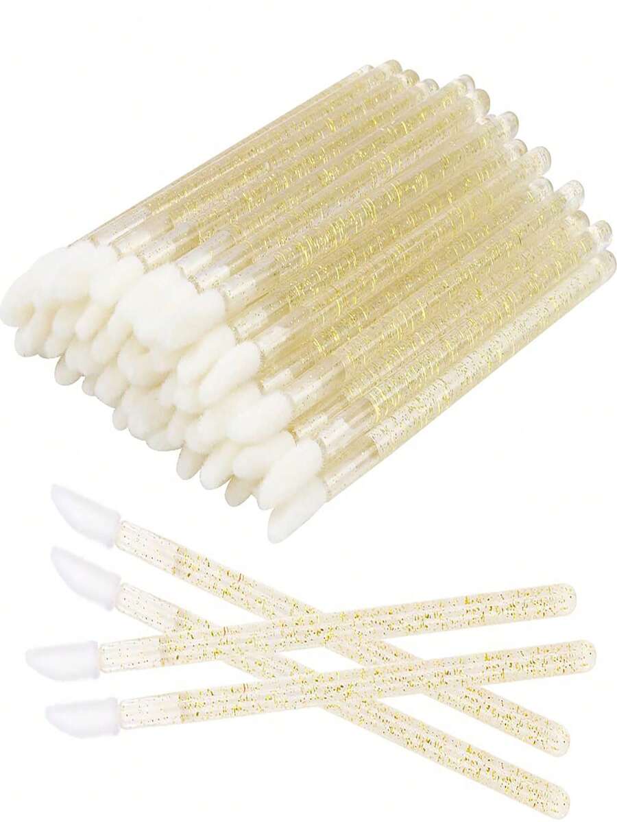 500/3000/100/50Pieces Disposable Lip Brushes Premium Lipstick Gloss Wands Applicator Makeup Tool Kits (Gold)