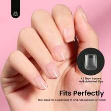 Beetles Soft Gel Nail Tips Short Almond 288pcs In 12 Sizes, Etch-X Pre-Etched Full Cover Acrylic Fake Nails Art - Square Extra Short 288pcs-1 (Etch X Nail Tips) - View 6