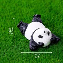 3pcs Creative Cute Panda Figurine Miniature Landscape Decor, American Style Desk/Car Interior Dashboard Ornament - Lying Flat Panda - View 4