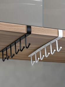 1pc Iron Hanging Hook With 6/12 Hooks, Suitable For Cups, Mugs, Cup Racks, Kitchen Utensils, Hats, Scarves Storage Rack, Applicable For Kitchen Bar, Coffee Bar, Wardrobe And Cabinet Undersides, Great Housewarming Gift, Decorative Hooks - Multicolor - View 5