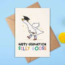 1pc Funny "Happy Graduation Silly Goose" Greeting Card - Cute Goose With Mortarboard & Boots Illustration - Quirky Graduation Gift Card For Friends, Students, Daughter, Son - View 9