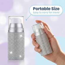 1pc 150ml Luxury Rhinestone Vacuum Pump Bottle, Refillable Container For Lotions, Creams, Serums - View 3