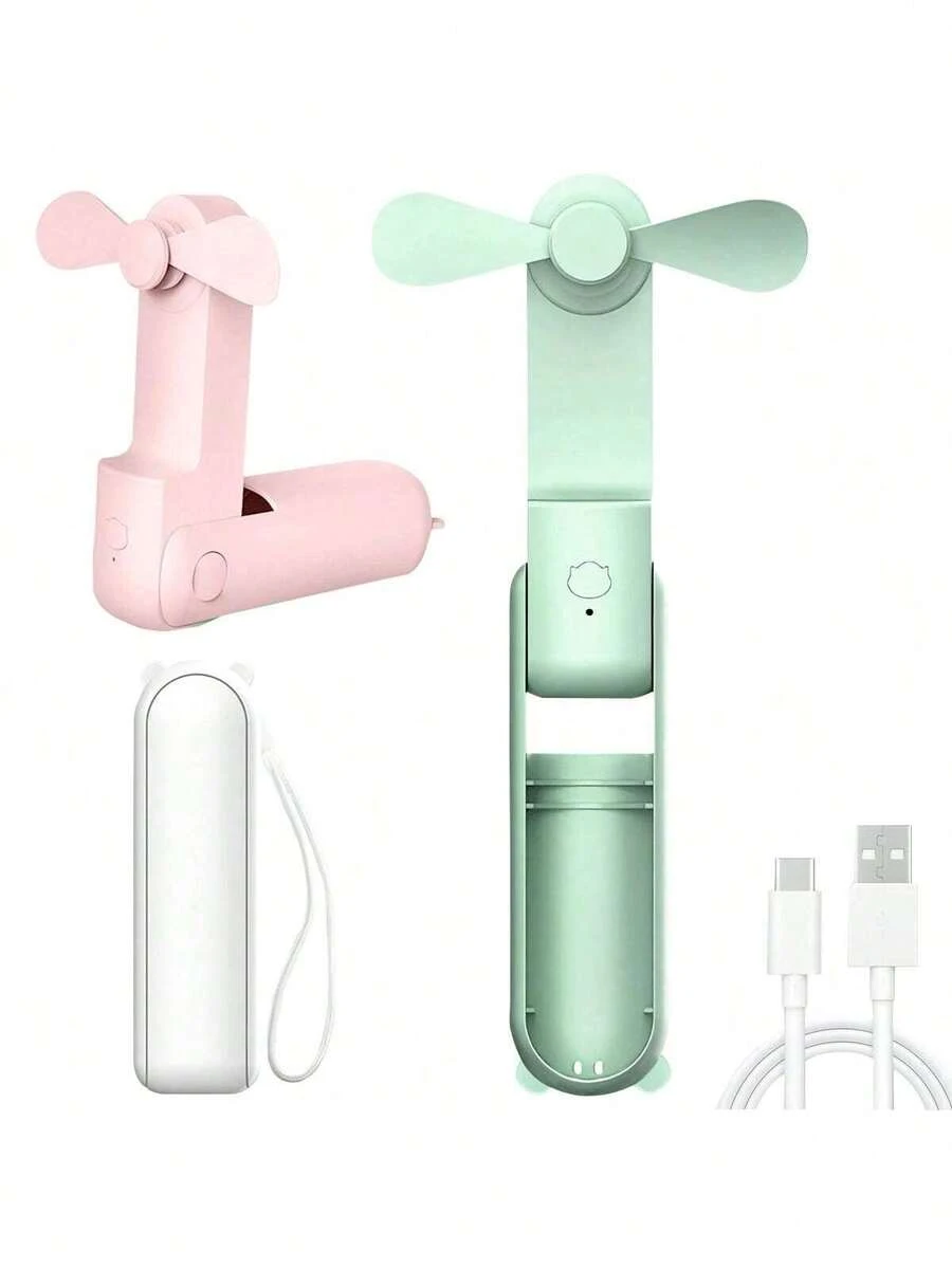 3-In-1 Mini Foldable Handheld Fan/Desktop Fan/Portable Pocket Fan, Power Bank, Travel, Camping, Beach Gift
