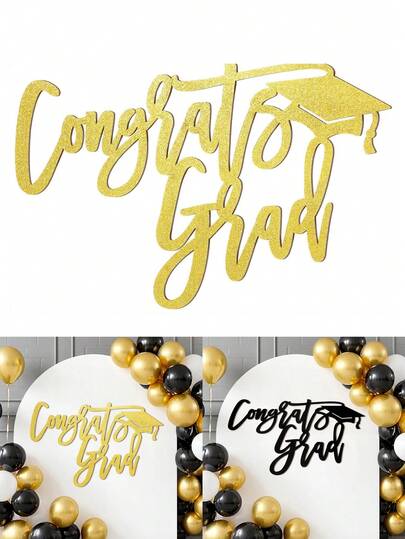 1pc Congrats Grad Wood Sign For Class Of 2026 Cutout Graduation Backdrop Decorations Grad Party Decor Photo Props Backdrop For School Graduation Party Celebration Sign Wall Decor