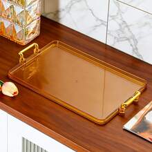 1pc Modern Luxury Dual-Handle Design Tray, Suitable For Wedding, Snacks, Outdoor, Multi-Purpose Tray - Champagne - View 8