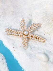 Women's Sweet And Elegant Star Pearl Fully Studded Hair Clip, Lightweight And Portable Anti-Slip Durable, Suitable For Daily Or Beach Date Fashion Accessory, Perfect Gift For Friends And Family On Vacation,Summer,Holiday,Travel, Head Accessories - Multicolor - View 3