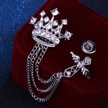 British Style Crown Cross Tassel Brooch, Vintage Lapel Pin For Women And Men - Cross - View 9