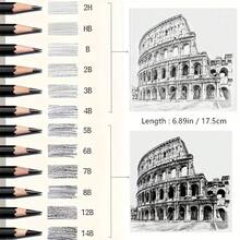 [Professional Art Use] 25-Piece Art Set, Various Types Of Sketching Pencils With Different Lead Thicknesses, Eraser Pencils, Soft-Medium-Hard Charcoal Pencils, Full Graphene Pencils, White Chamois, Pencil Extenders, Blending Stumps, Kneaded Erasers, Etc., Studio, Professional Learning, Painting Supplies, Art Tools, Artist Drawing Kit - Sets - View 4