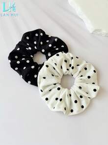 4 piezas de scrunchies grandes elegantes de algodón puro con estampado de lunares para mujer, lazos para coleta y moño, adecuados para salidas diarias, vacaciones en la playa, fiestas festivas, decoración de peinados, accesorios de ropa, bandas elásticas de goma de estilo bohemio elegante - Multicolor - Ver 7