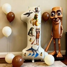 1 Set de Globos con Temática Cerebral Italiana de 40 Pulgadas, Kit de Globos de Números del 0 al 9 en Lámina Dorada - Ver 3