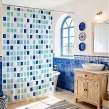 1件禅意石纹浴帘，简约水疗风格，以堆叠的石头和草倒映在平静的水中，营造日式禅意花园般的浴室装饰效果。防水面料浴帘，打造自然健康浴室氛围。 - E - 查看 5