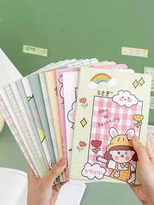 4-Piece Set/Set Cute Cartoon A5 Spiral Notebook, 30 Sheets/Booklet, Student Study Stationery, Random Pattern - Rectangle - View 3