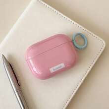 简约纯粉色挂式耳机保护套，兼容 Pro 3、新款 Pro 2、可爱 Apple 4 极简风 3，女士个性化半耳机保护套 - 粉色 - 查看 3