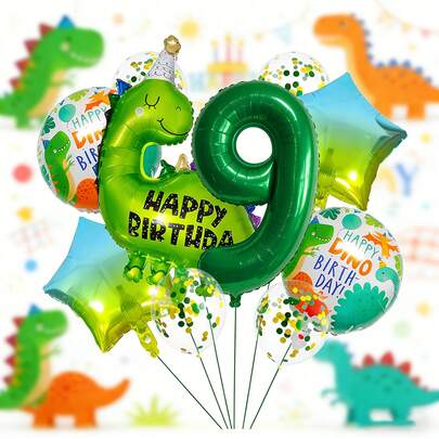 1 Set de Globos con Tema Lindo de Dinosaurio Verde, Incluyendo 1 Globo de Dinosaurio de Dibujos Animados de 36 Pulgadas, 1 Globo de Número Verde de 32 Pulgadas, 1 Globo de Estrella Degradada de 18 Pulgadas, Globos de Látex con Estampado de Dinosaurio, 1 Globo de Confeti de 12 Pulgadas, Adecuado para Fiesta de Cumpleaños de Niño, Reunión con Tema de Dinosaurio, Decoración de Fiesta de 1er Cumpleaños, Fácil de Crear una Atmósfera Divertida de Fiesta Jurásica