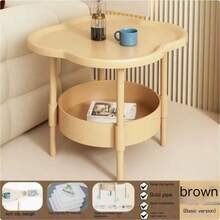 1pc Dual-Layer Sturdy Plastic Side Table, Modern Minimalist Solid Color Cloud-Shaped With Anti-Slip Edge, Storage Nightstand/Coffee Table Suitable For Living Room Bedroom Sofa - Multicolor - View 4