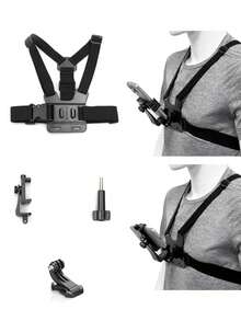 Kit de suporte de telemóvel com correia de peito ajustável, suporte de peito versátil para telemóvel para gravação POV/Vlog, pesca, ciclismo, suporte de câmara corporal, arnês de transmissão ao vivo ao ar livre, compatível com iPhone etc., acessórios para telemóvel, equipamento de filmagem - Preto - Ver 13