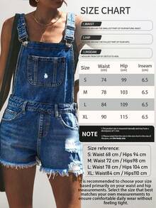 Quần yếm denim rách gấu dành cho nữ - Quần yếm rách dáng casual mùa hè - Rửa tối - Xem 6