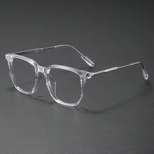 A Pair Of Stylish Glasses - Classic Square Metal Frame, Clear Lenses, Decorative Eyewear, Cyberpunk Style, Unisex - Vàng đen sáng bóng - Xem 1
