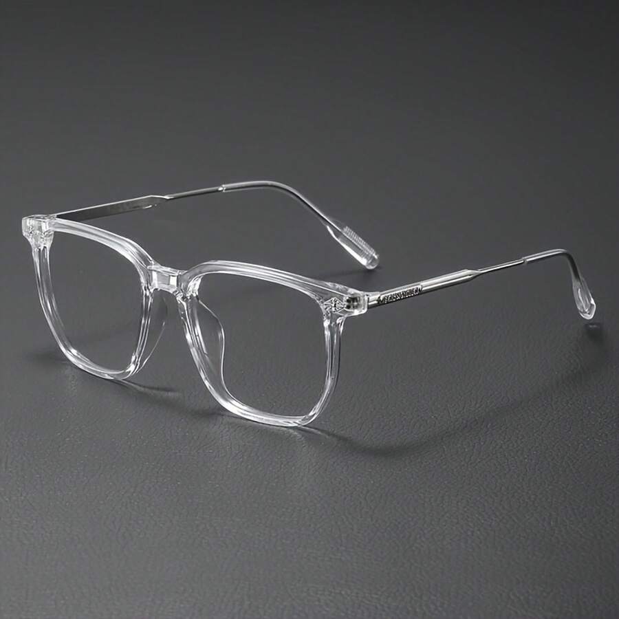 A Pair Of Stylish Glasses - Classic Square Metal Frame, Clear Lenses, Decorative Eyewear, Cyberpunk Style, Unisex - Vàng đen sáng bóng - Xem 1