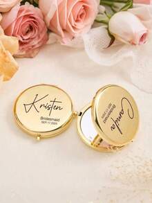 Personalized Compact Mirror, Bridesmaid Gifts, Birth Flower Makeup Mirror,Pocket Mirror For Her,Bridesmaid Thank You Gift,Bridal Shower Gift - Multicolor - View 5