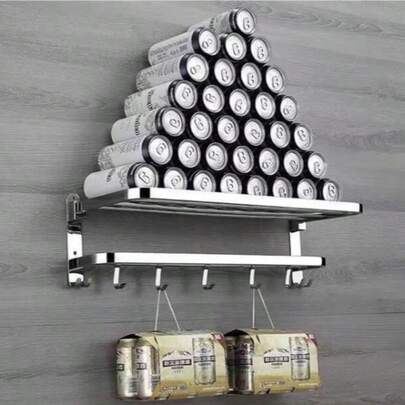 1 buc. Suport pentru prosoape, suport pentru prosoape din oțel inoxidabil 304, suport pentru depozitarea toaletei pentru baie, suport pentru prosoape pliabil de perete pentru baie, capacitate portantă puternică, fără deformare, fără vibrații, material din oțel inoxidabil 304 real, design cu două straturi care satisface nevoile de stivuire a prosoapelor, creează un spațiu de uscare aerisit, poate fi pliat și ajustat oricând și fiabil, bază îngroșată, durabil